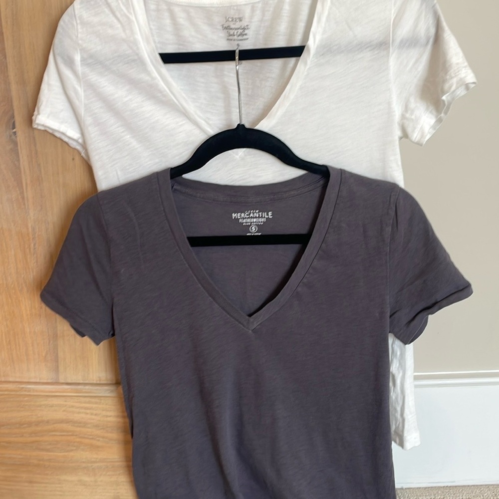 J. Crew white and gray Fitted Short Sleeve Tee         2 pc bundle